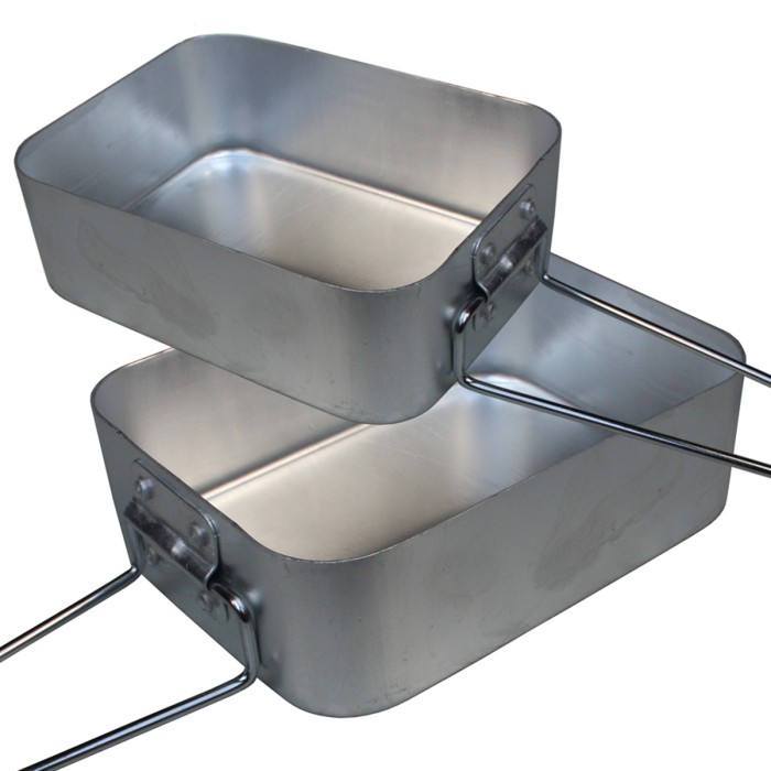 MFH, Holl. Kochgeschirr, rechteckige Alu-Töpfe mit klappbaren Henkel